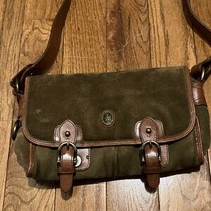 Vintage DKNY purse in olive suede